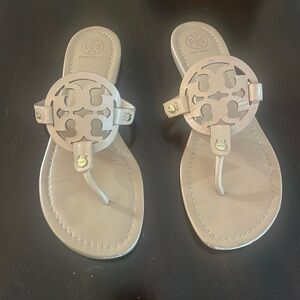 Tory Burch Beige Miller Logo Sandals